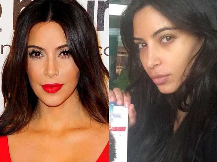 Kim Kardashian West seemingly went makeup-free for a photo in 2014.