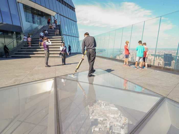 Employees cleaned the glass floor while I was on it, which made me feel better about kids sitting down and putting their hands on the glass.