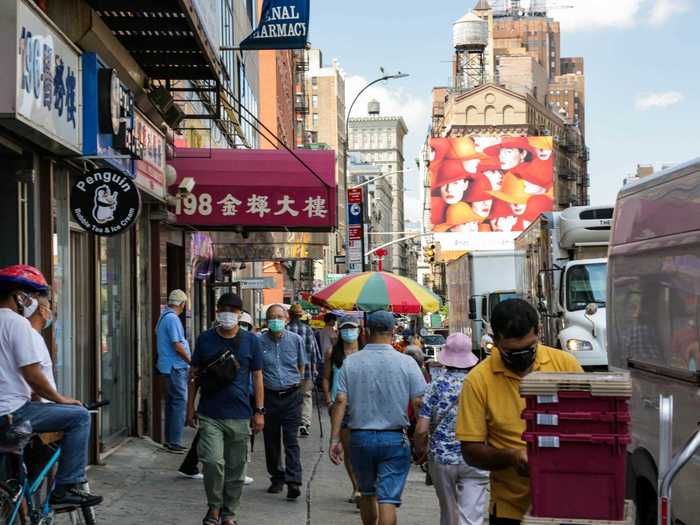 This stretch of sidewalk is usually dense with tourists. Now, it