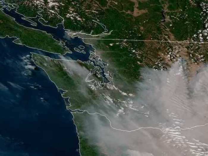 In Washington, meanwhile, fires are raging east of the Cascade Range, sending smoke west toward the Puget Sound.