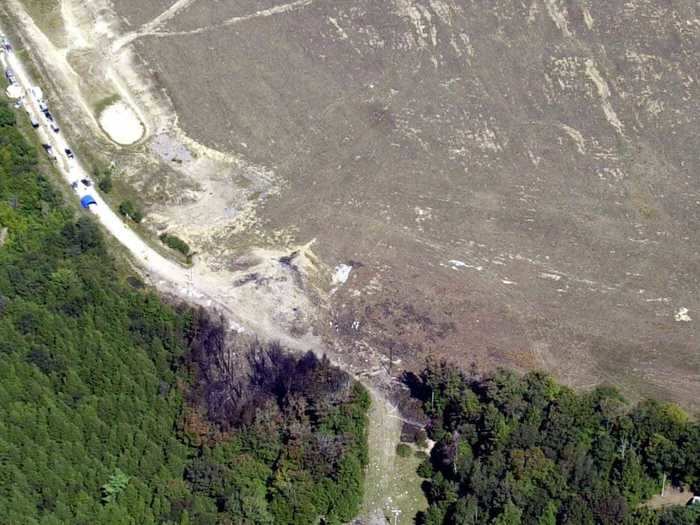At 10:03 a.m., hijacked flight United Flight 93 crashed into a field in Shanksville, Pennsylvania. The plane