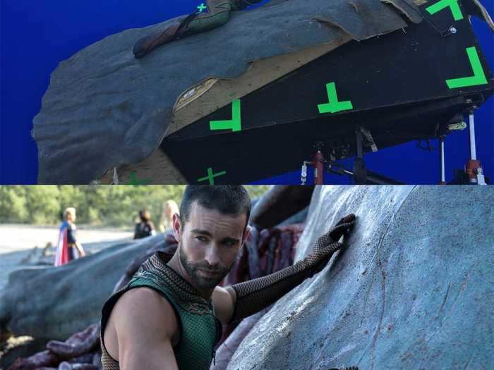 No real-life whales were hurt in the making of that wild scene from episode three.