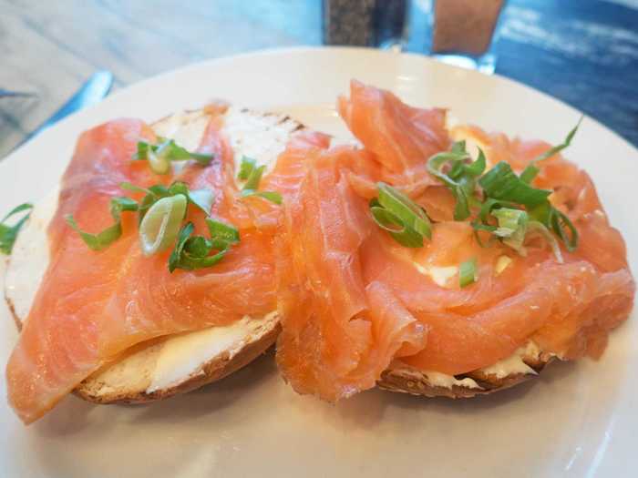 NEW YORK: A bagel with lox and cream cheese