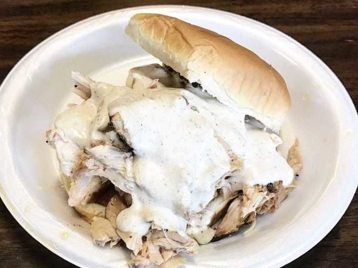 ALABAMA: A chicken sandwich with white barbecue sauce