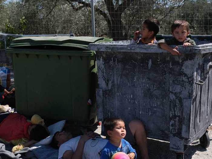 Around 400 children were flown to mainland Greece.