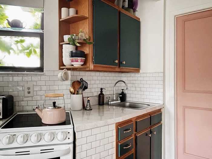 The brass hardware is actually a permanent change to the kitchen.