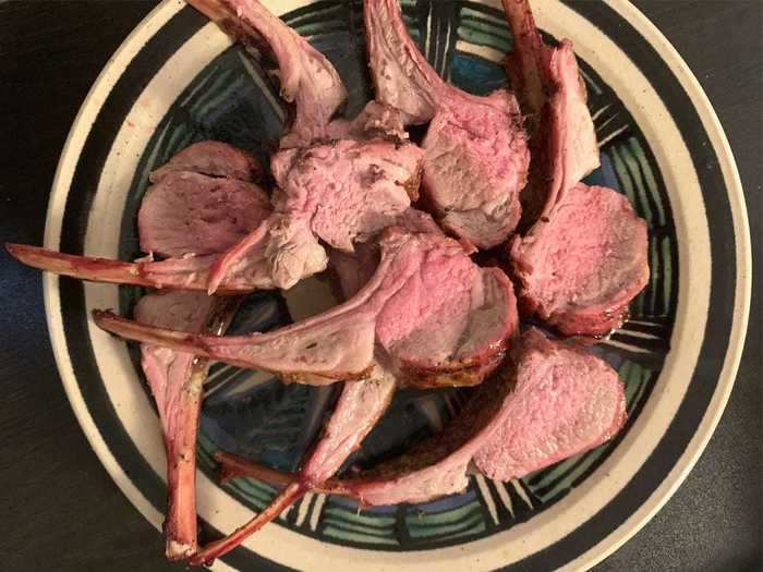 A medium-rare rack of lamb