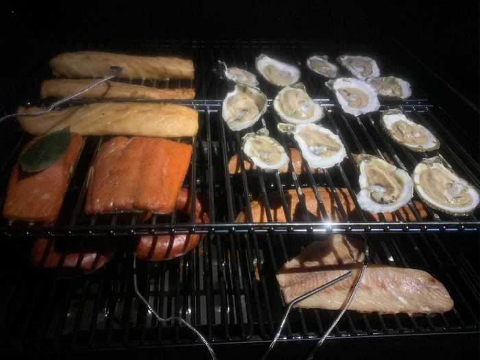 Smoking sausage, poultry, finfish, and shellfish all at once