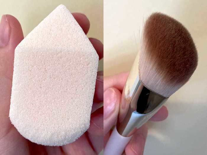 To apply the product, I used both the Liquid Touch Multi-Tasking Sponge and the Liquid Touch Foundation Brush.