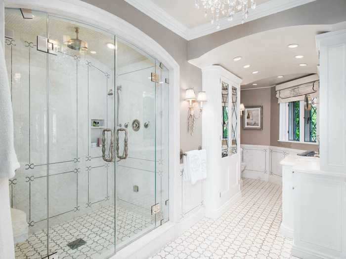 ... and a spacious walk-in shower.