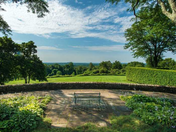 The estate sits on the highest point in Greenwich, with views of the Long Island Sound and even the Manhattan skyline, according to the listing.