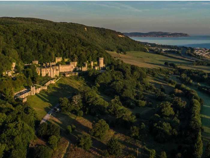 The sprawling Gwrych Castle overlooks the town of Abergele, North Wales.