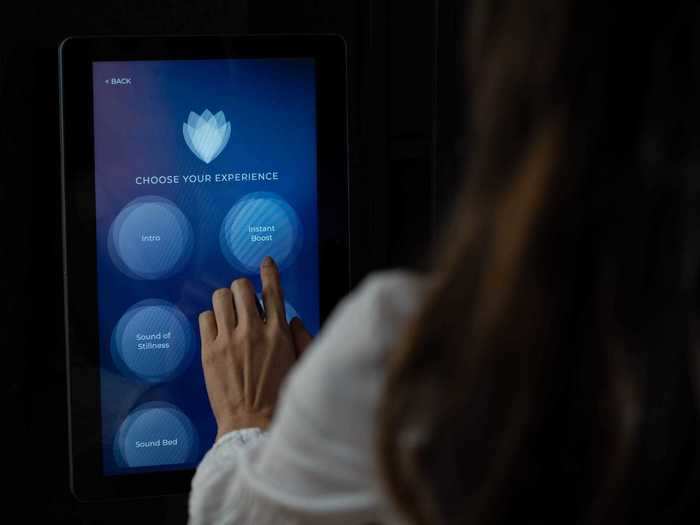 Users enter and use the screen to select what type of experience they want, including different kinds of guided meditations.