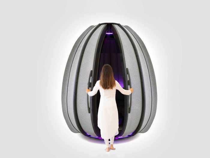 The pods are designed to be womb-like, to "quiet the mind and elevate performance."