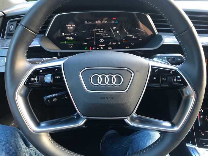 The multifunction, leather-wrapped steering wheel is a standard on luxury vehicles these days, but Audi adds its "Virtual Cockpit" technology, which can transform the large digital instrument cluster, offering customized information views.