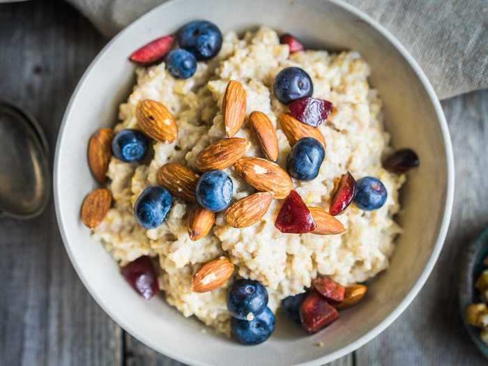 Oatmeal made in a slow cooker provides a hearty breakfast.