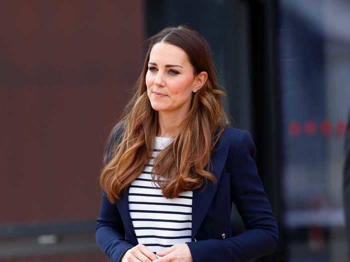 The duchess wore this nautical-inspired fall look during an appearance in October 2013.