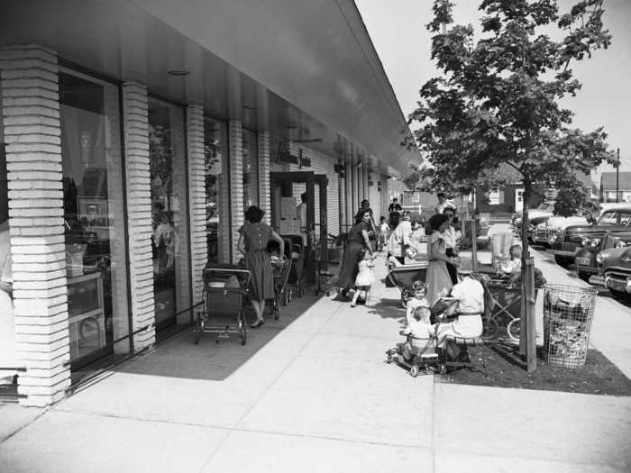 During a typical day, the streets of Levittown were filled with women, as the men were mostly off working in the city.