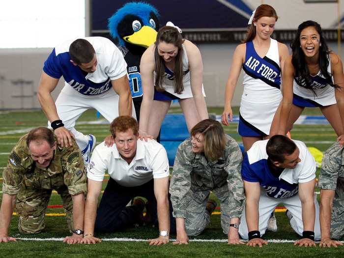 He can join a cheer squad pyramid in a pinch.