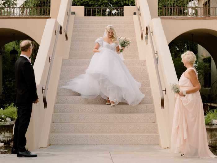 Lynch walked down a staircase to make her grand entrance at the wedding.