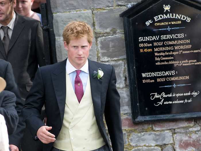 Harry proved he had the perfect wedding day style while attending the service of former royal equerry Mark Dyer and Amanda Kline in July 2010.