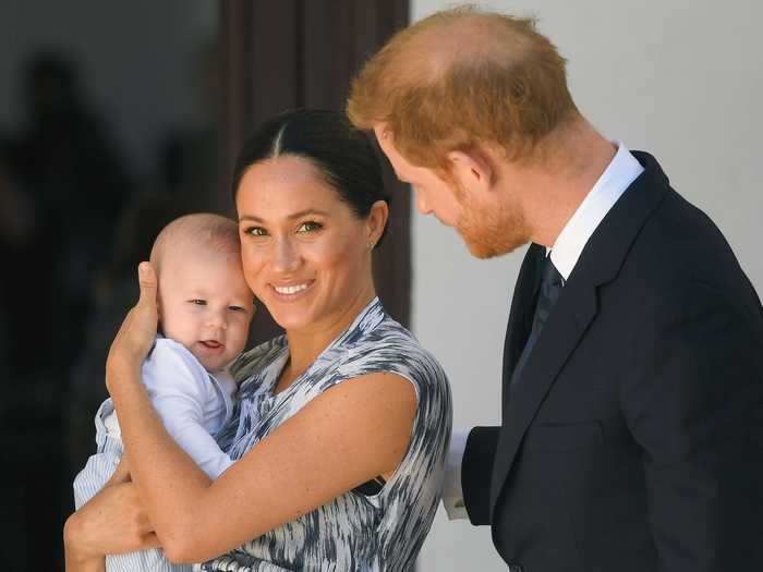 AGE 35: The family of three make a rare appearance together during their royal tour of South Africa. The trip marked Archie