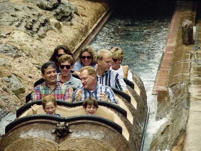 AGE 8: With family friend Harry Soames on Splash Mountain at Walt Disney World in Florida on August 26, 1993.