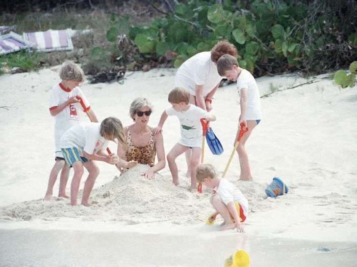 AGE 5: Harry helps bury Princess Diana