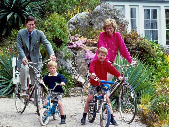 AGE 4: The family take a bike ride on June 1, 1989 around the island of Tresco, one of the Scilly Isles.