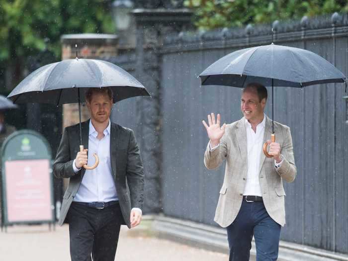 The princes look stately even in the rain.