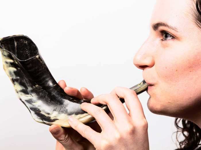 The sounds of the shofar, a trumpet-like instrument fashioned from a ram