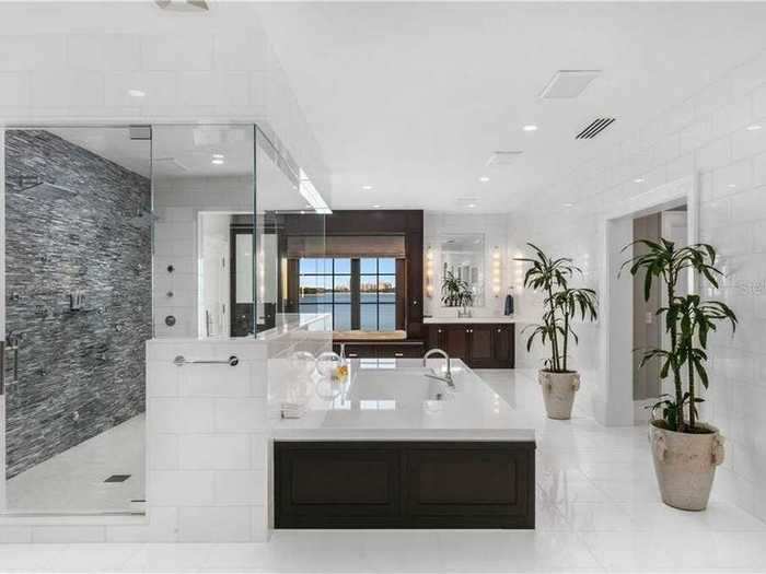 The master bathroom is straight out of a spa.