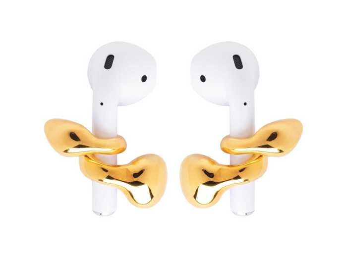 The earrings come in three designs. Pebble Pods are sculptural and wrap around the AirPods.