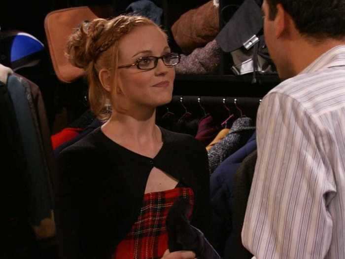 "Glee" actress Jayma Mays guest-starred as a coat closet attendant at a club.