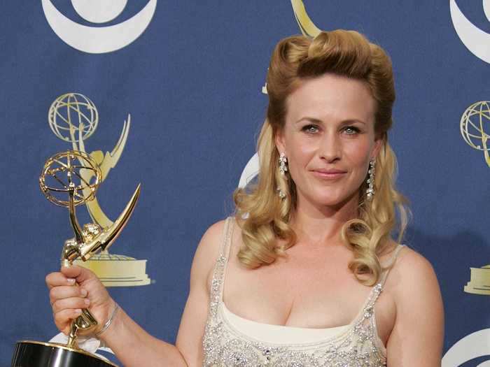 Patricia Arquette looked straight out of a 1940s film with retro curls at her first Emmys, where she won the award for outstanding lead actress in a drama series for her work on "Medium" in 2005.