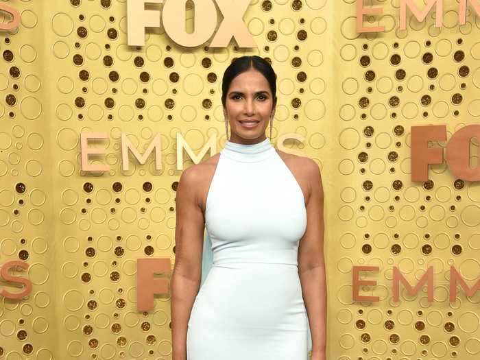 Lakshmi, who still hosts the beloved cooking competition, rocked an elegant white dress at the 2019 Emmys.