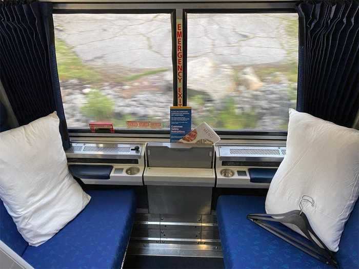 Amtrak seats in the roomette