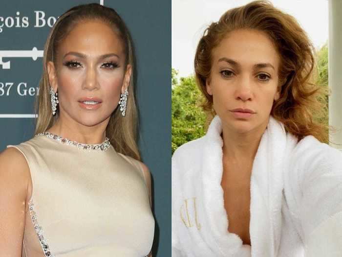 Jennifer Lopez woke up, put on a robe, and then shared a photo of her morning look in August 2020.