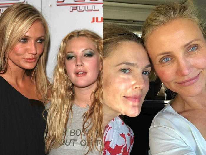 Drew Barrymore and Cameron Diaz ditched makeup together.