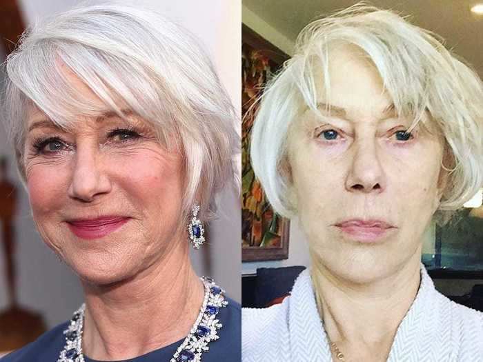 The next month, Helen Mirren showed what she looked like the night before the Oscars.