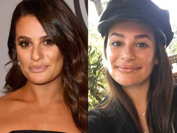 Lea Michele went barefaced in January 2018.