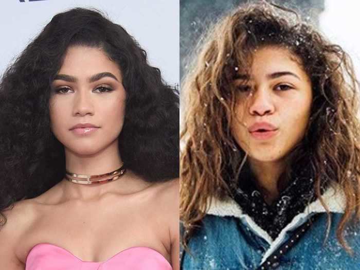 Zendaya played in the snow while not wearing makeup at the start of 2017.