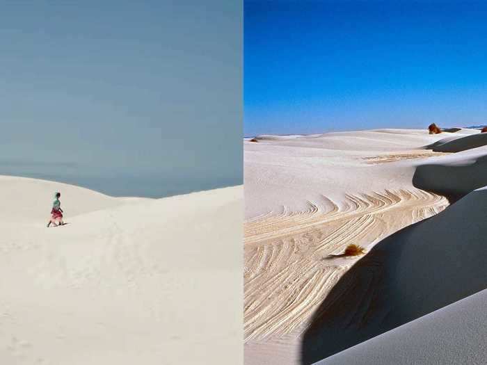 White Sands National Park looks a lot like the desert where Gaga wakes up in her hallucination.