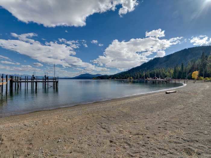 The home comes with 175 feet of private beach on Lake Tahoe, one of California