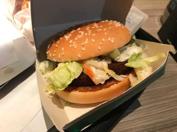 First up, the much-hyped McVegan burger (€3/$3.50).