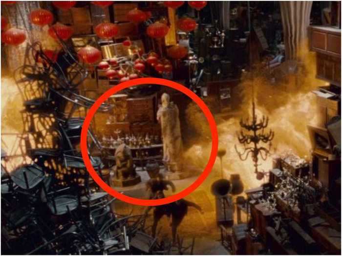 In the Room of Requirement scene, you can see the knight that Ron rides in the first movie