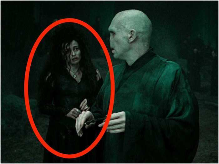 Bellatrix always stands on Voldemort