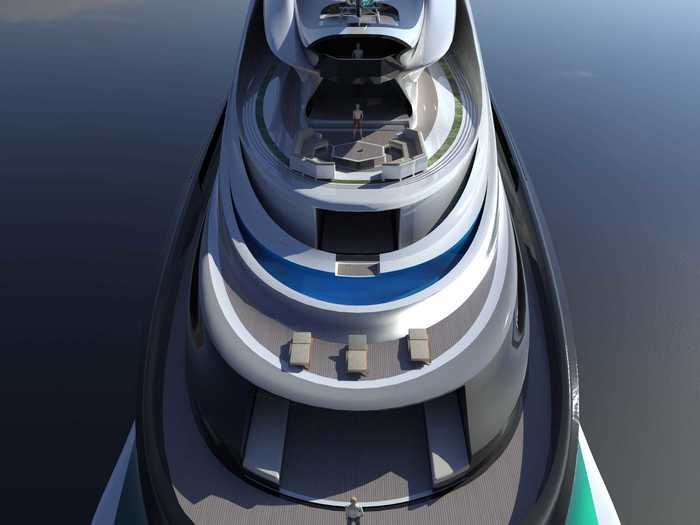 The concept megayacht would have five separate decks that can accommodate up to 60 passengers.