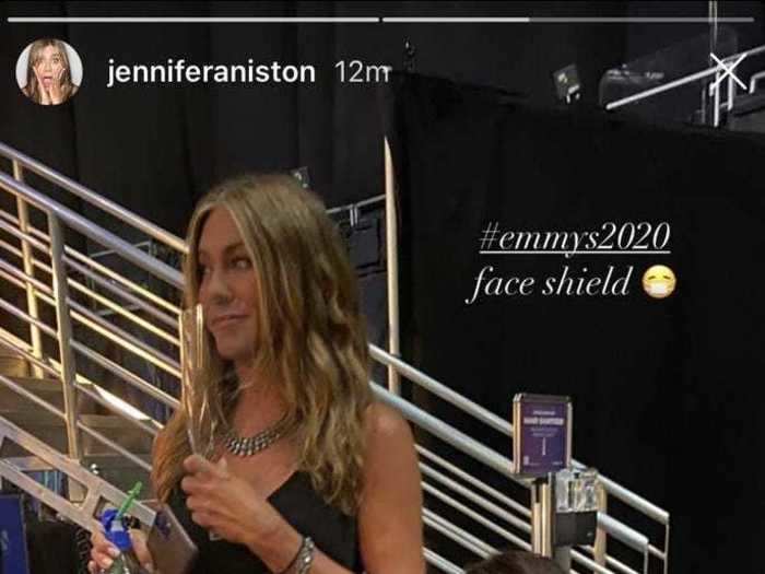 Jennifer Aniston changed out of her cozy pajama look into a black gown to present an award live from the Staples Center.