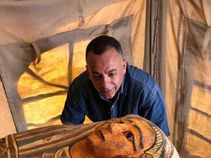 Despite being buried for 2,500 years, the sarcophagi have retained most of their original paint and hieroglyphics. The coffins have been sealed since their burial.